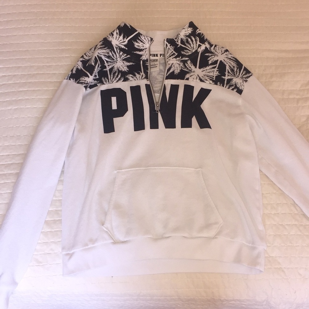 VICTORIA SECRET PINK palm tree quarter zip